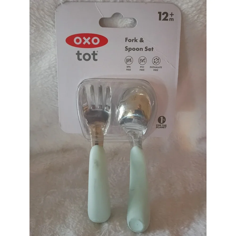 OXO Tot Baby Feeding Utensil Bundle 3 Pc Set Fork Spoon Feeding Spoon Travel...